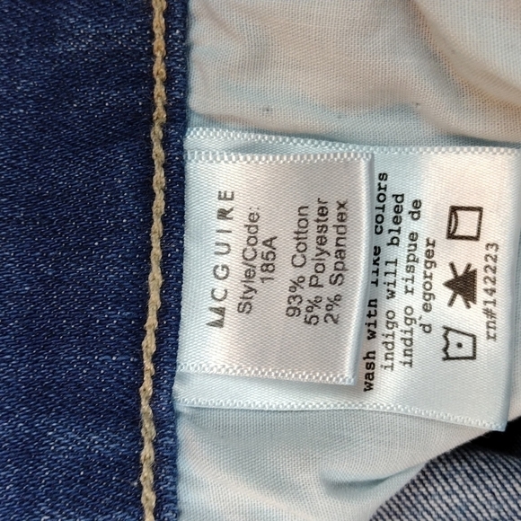 Mcguire Blue Medium Wash Five Pocket Mid Rise Distressed Skinny Jeans - Picture 9 of 15